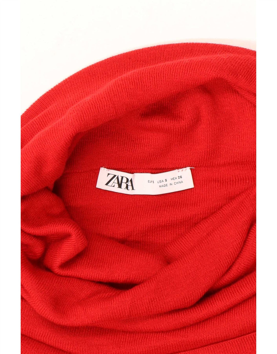 Zara Dame Rullehals Sweater UK 8 Lille Rød