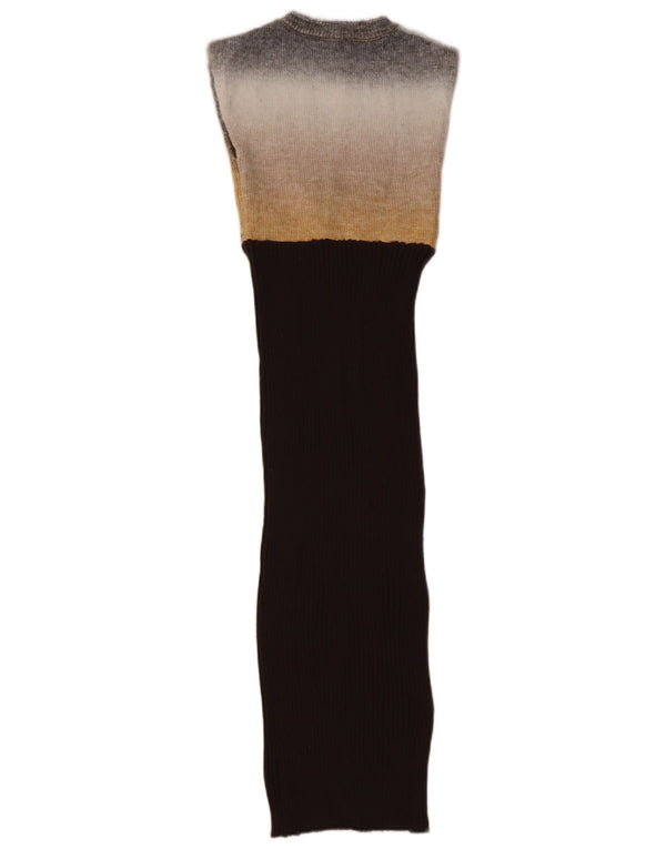 Zara Womens Sleeveless Bodycon Dress UK 8 Small Brown Colourblock Nylon