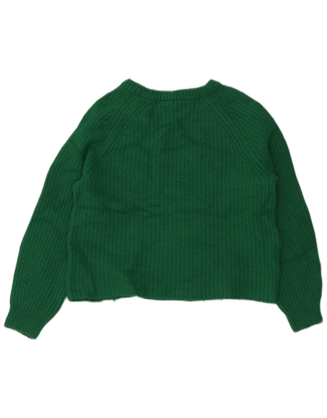 BARBOUR Dame Crop Boat Neck Jumper Sweater UK 12 Medium Green Wool