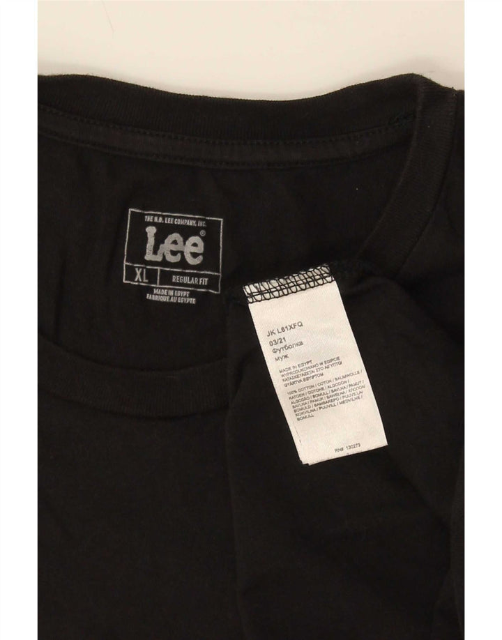 Lee Herre Regular Fit T-Shirt Top XL Sort Bomuld