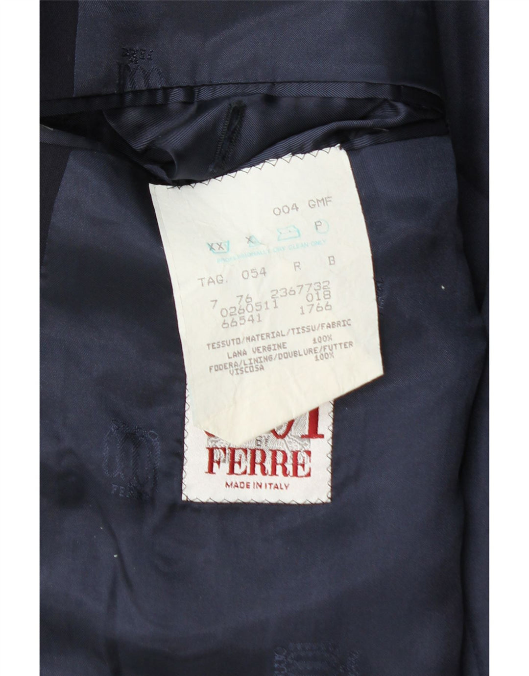 Ferre Herre 2 Knaps Blazer Jakke IT 54 2XL Navy Blue Virgin Wool