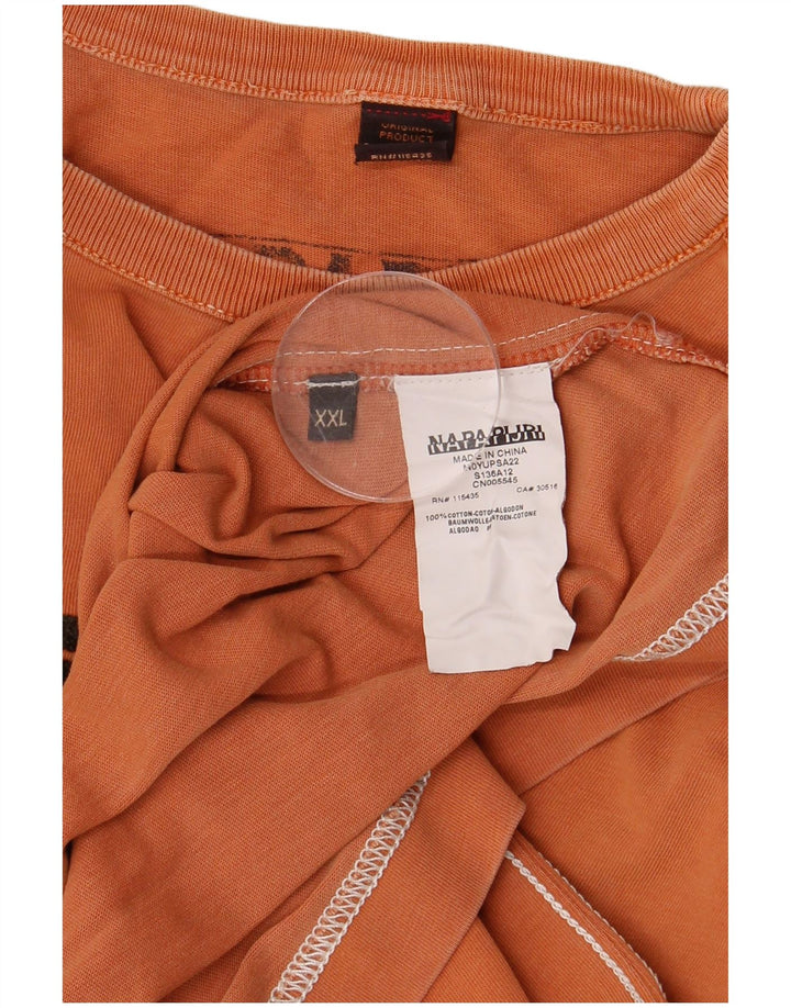 NAPAPIJRI Herre grafisk T-shirt top 2XL orange bomuld