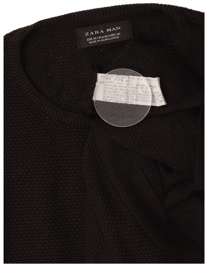 Zara Herre Crew Neck Jumper Sweater Medium Sort Akryl