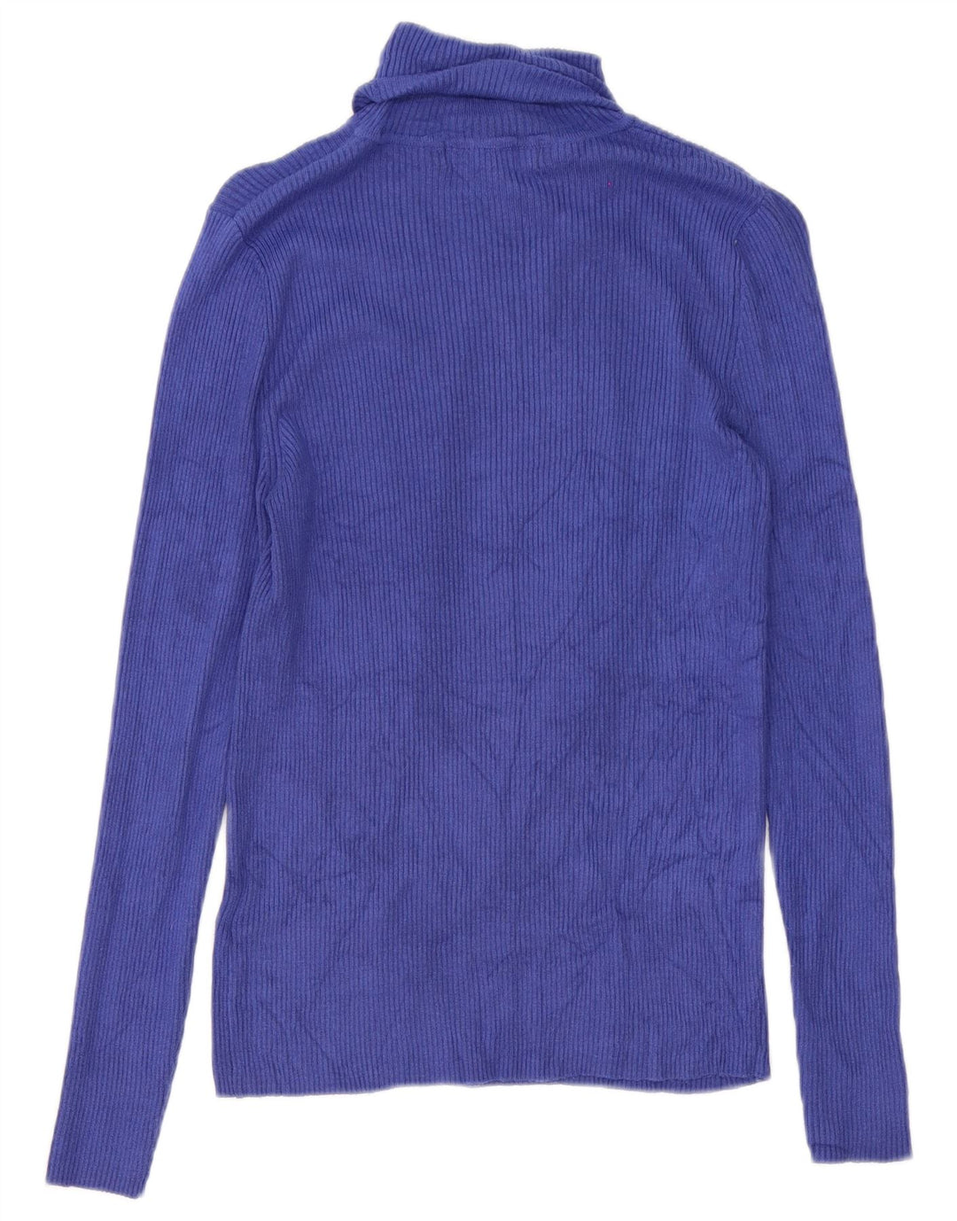 Marks & Spencer Dame Roll Neck Bluse Top UK 12 Medium Blue Viscose
