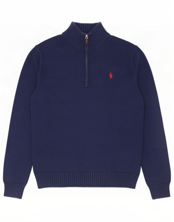 Polo Ralph Lauren Herre lynlås trøje sweater Medium marineblå bomuld