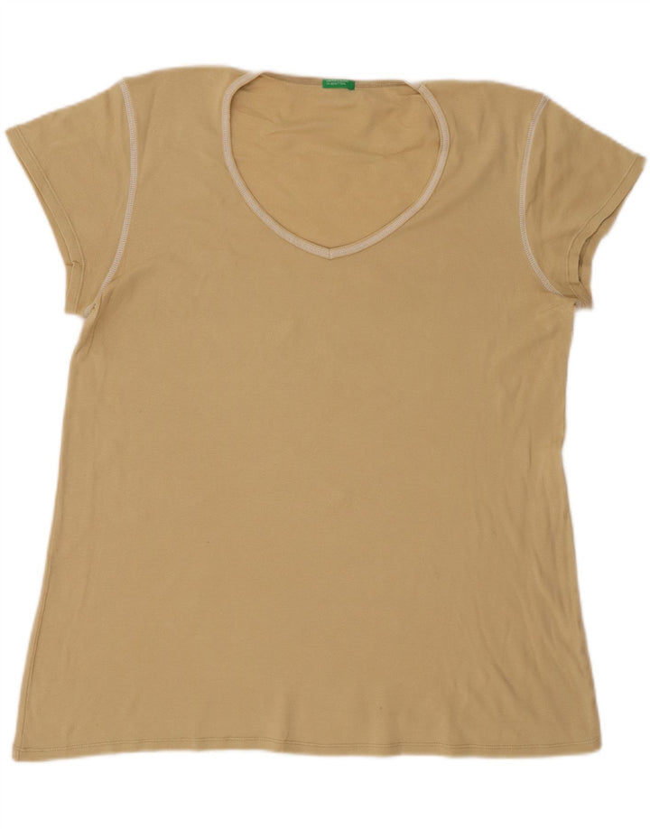 Benetton Dame T-Shirt Top UK 16 Large Beige