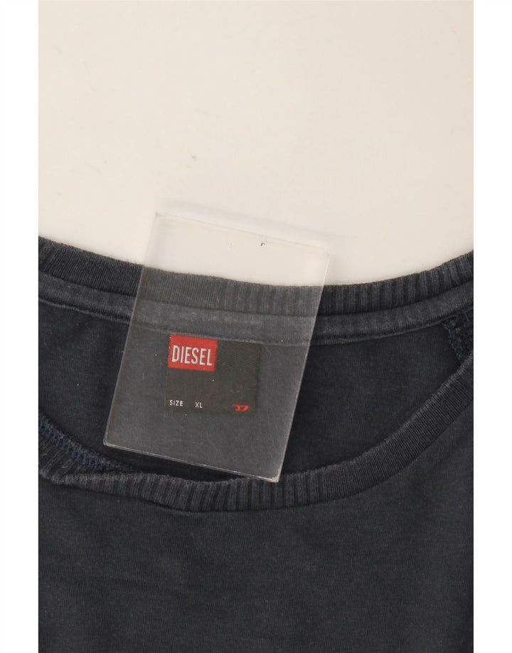 DIESEL Herre grafisk T-shirt top XL marineblå