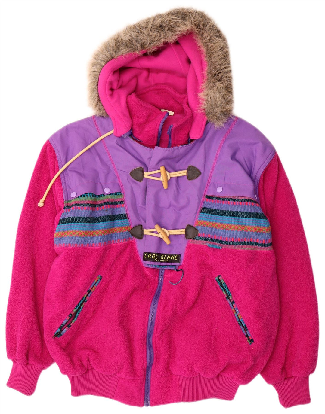 Vintage Dame Oversized Hooded Windbreaker Jacket UK 14 Medium Pink