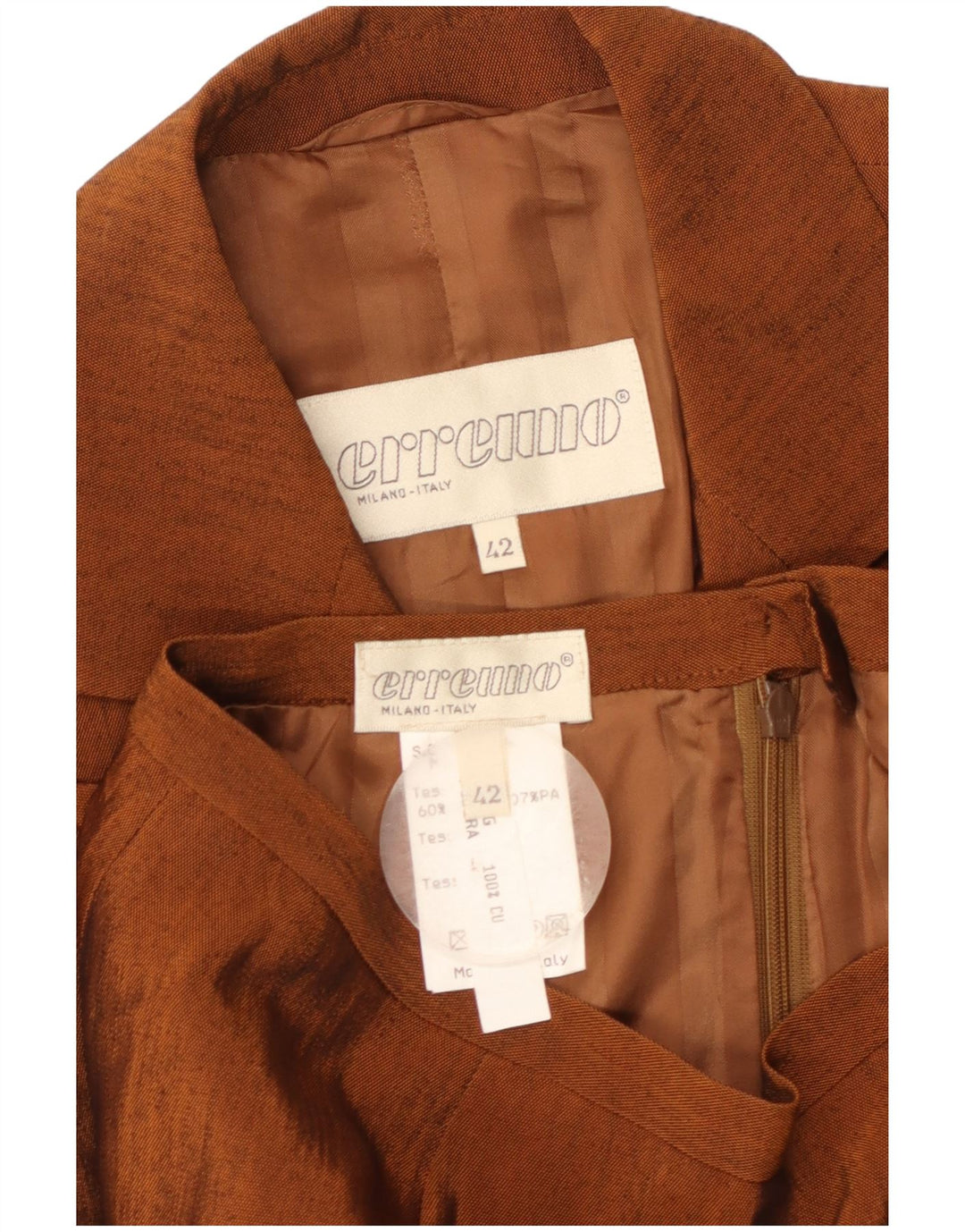 Erreuno Dame 1 Knap 2 Del Nederdel Sæt IT 42 Medium W26 Brun Acetat