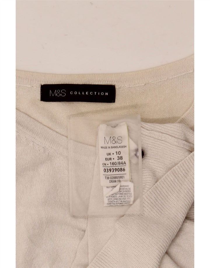Marks & Spencer Womens Crop Cardigan Sweater UK 10 Small Off White Viscose