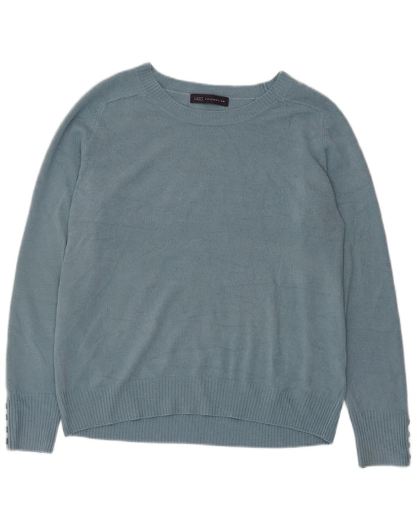 Marks & Spencer Dame Boat Neck Jumper Sweater UK 14 Medium Blue Acryl