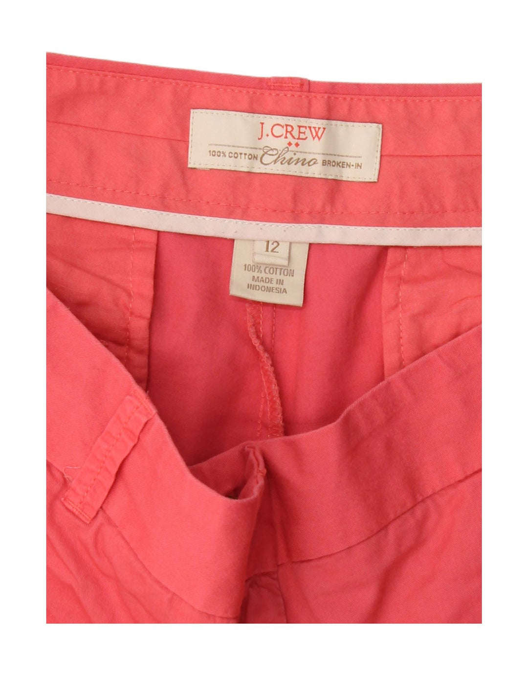 J. CREW Womens Broken In Chino Shorts US 12 Large W34 Red Cotton Vintage J. Crew and Second-Hand J. Crew from Messina Hembry 