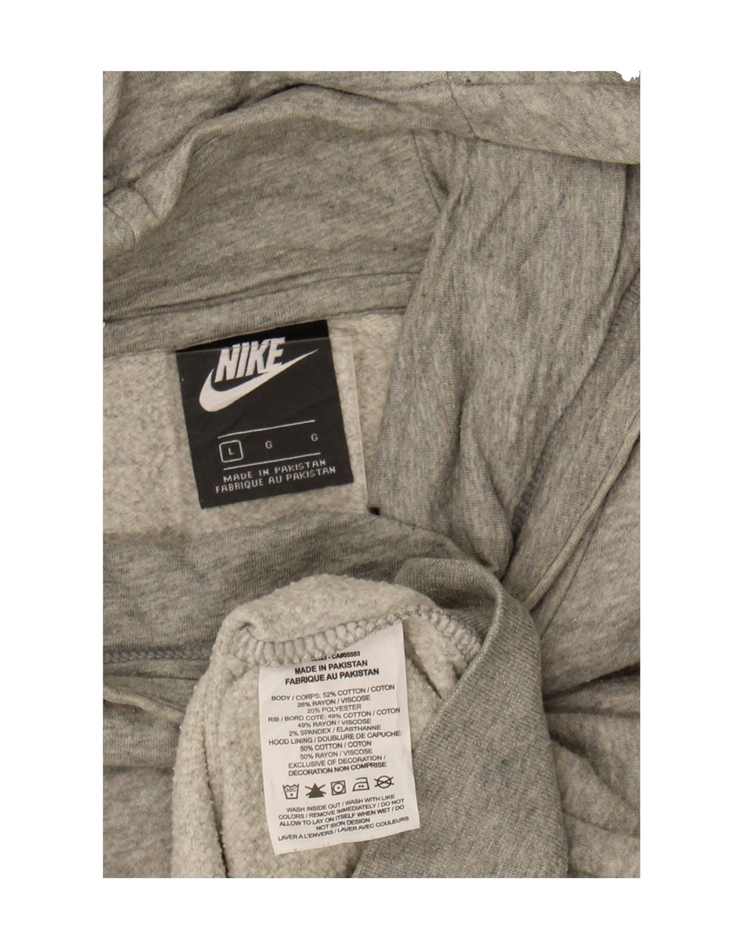 NIKE Mens Hoodie Jumper Large Grey Cotton Vintage Nike and Second-Hand Nike from Messina Hembry 