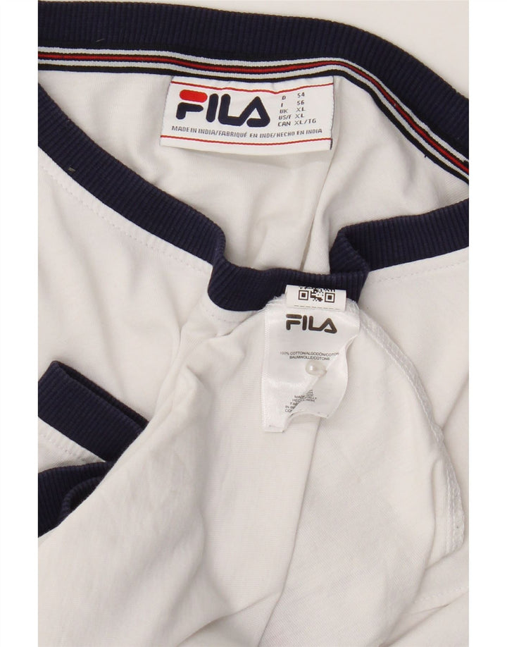 Fila Herre T-Shirt Top XL Hvid Bomuld