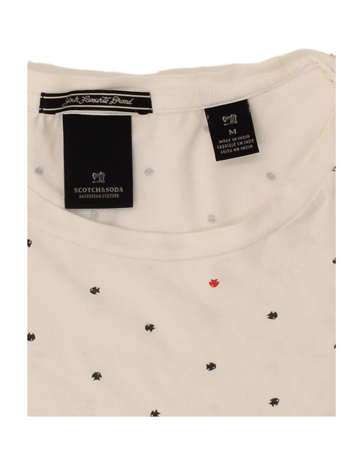 SCOTCH & SODA Mens T-Shirt Top Medium White Spotted Cotton