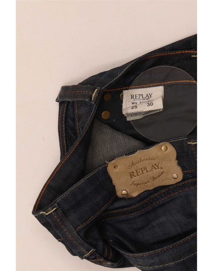 Replay Dame Slim Jeans W25 L30 Marineblå Bomuld