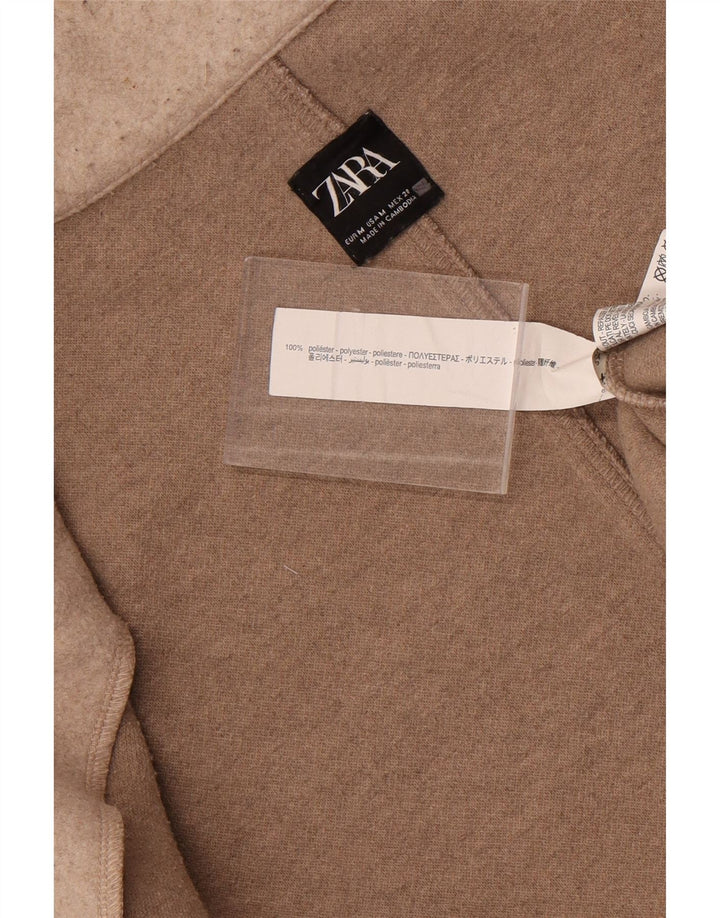 Zara Womens Open Overcoat UK 14 Medium Grey Polyester