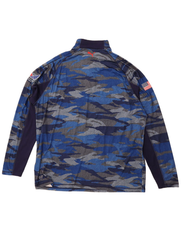 PUMA herre lynlås-hals top langærmet 2XL blå camouflage polyester
