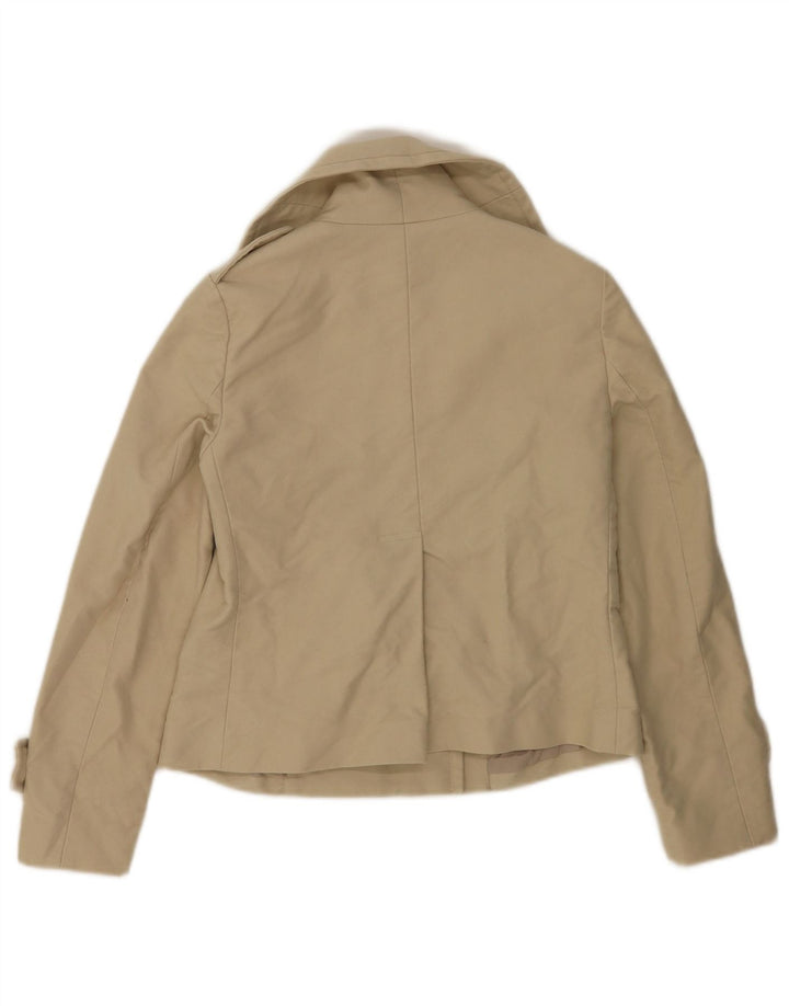 Aspesi Womens Crop Pea Coat IT 40 Small Beige Bomuld