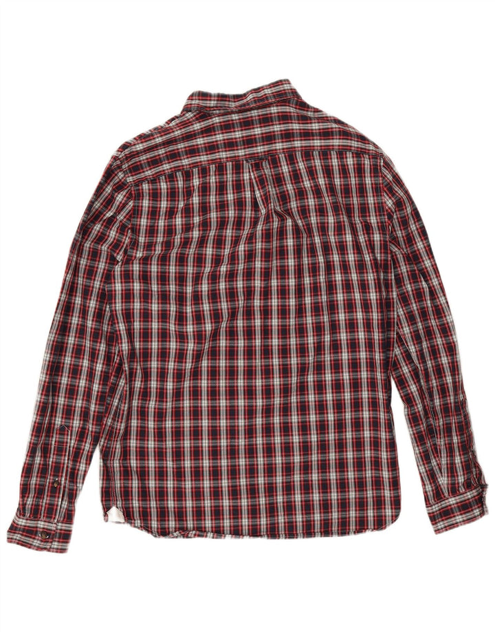 Lacoste Herre Regular Fit Flannel skjorte str. 40 Medium rød ternet bomuld