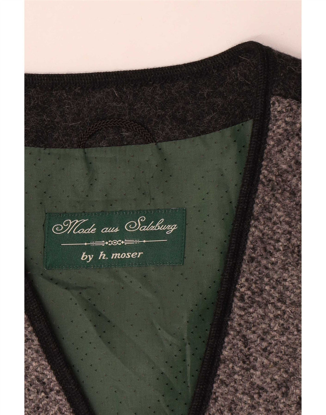 Vintage grafisk vest til kvinder IT 42 Medium Grey Colourblock Uld