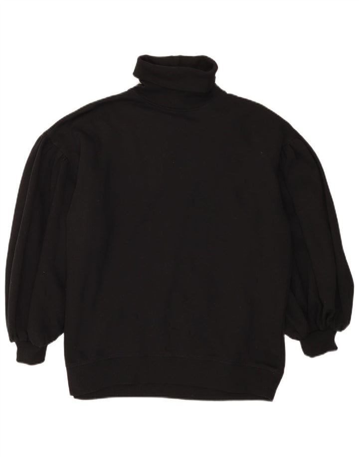 Zara Dame Rullehals Sweater UK 14 Medium Sort Bomuld