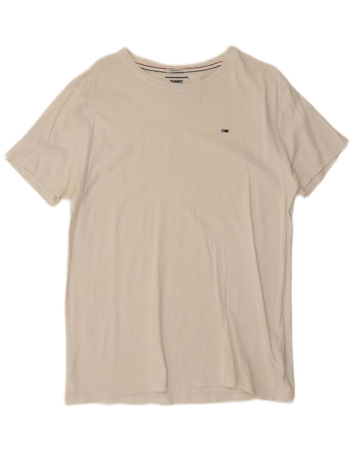 Tommy Hilfiger Herre Regular Fit T-shirt Top Medium Hvid Bomuld