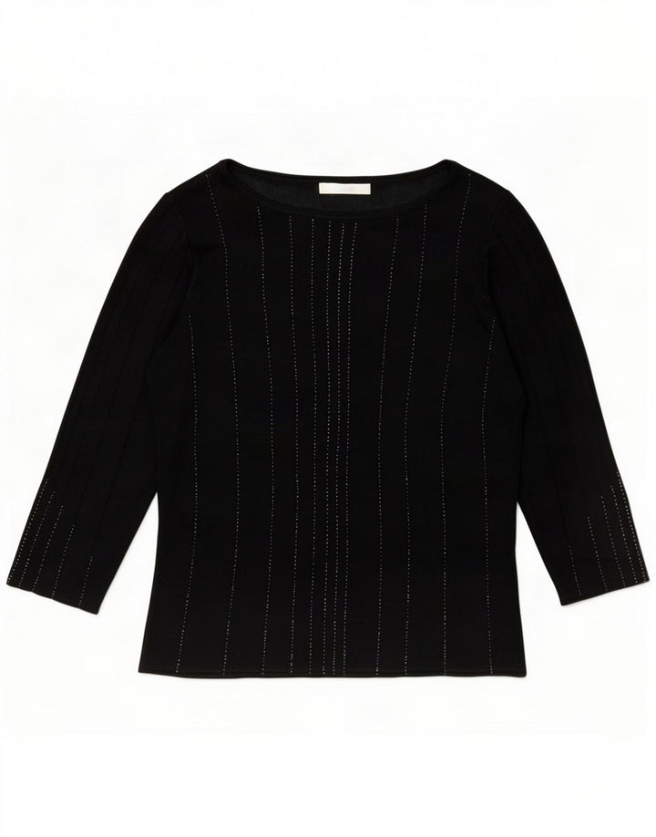 Marks & Spencer damebluse med 3/4 ærmer UK 14 mellem sort stribet