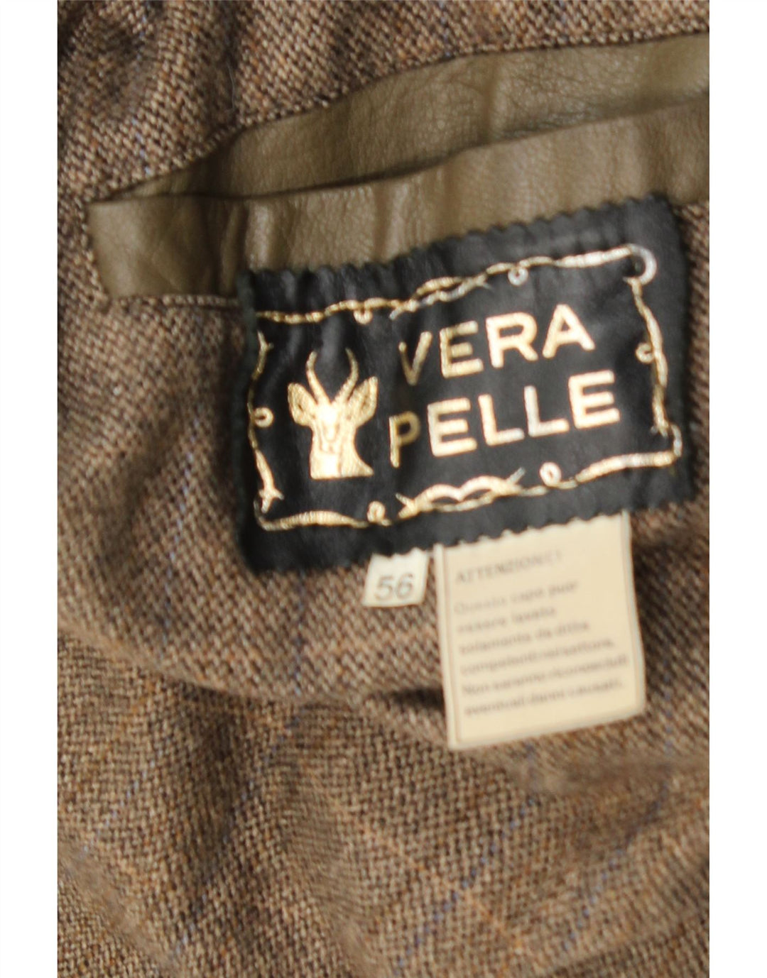 Vintage Herre Læderjakke UK 40 Stor Khaki Læder