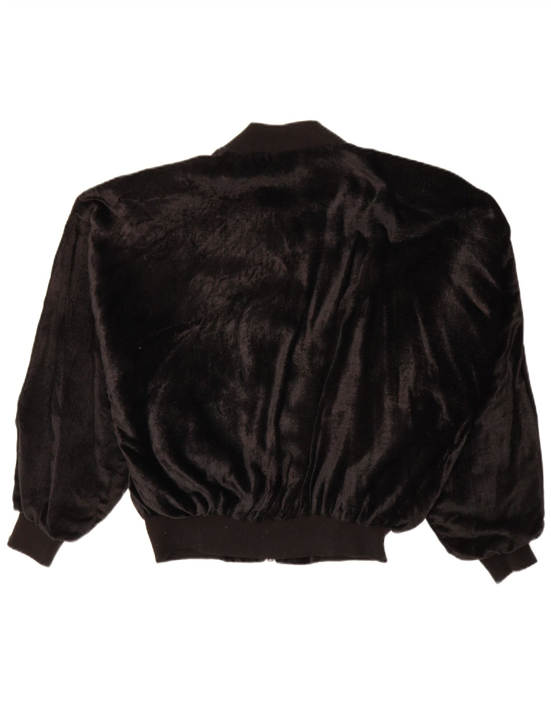 VINTAGE Womens Oversized Velvet Bomber Jacket UK 14 Medium Black Viscose