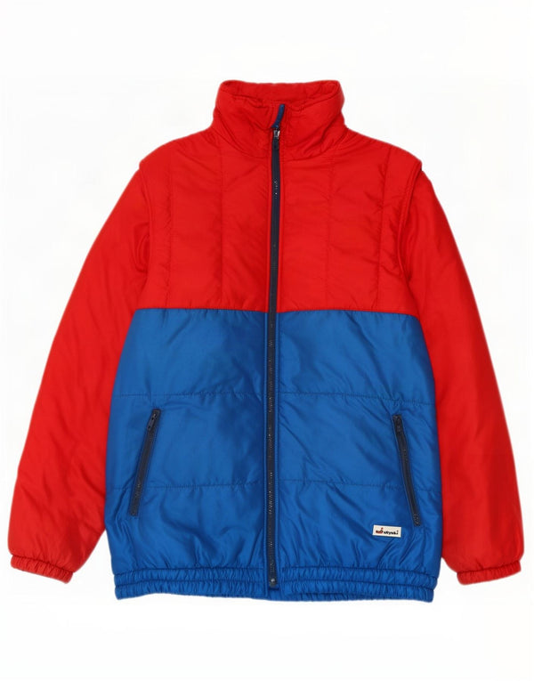 Vintage Mens Padded Jacket UK 38 Medium Red Colourblock Polyamide