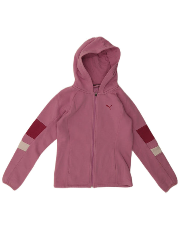 Puma hættetrøje med lynlås til piger 11-12 år Pink Colourblock Bomuld