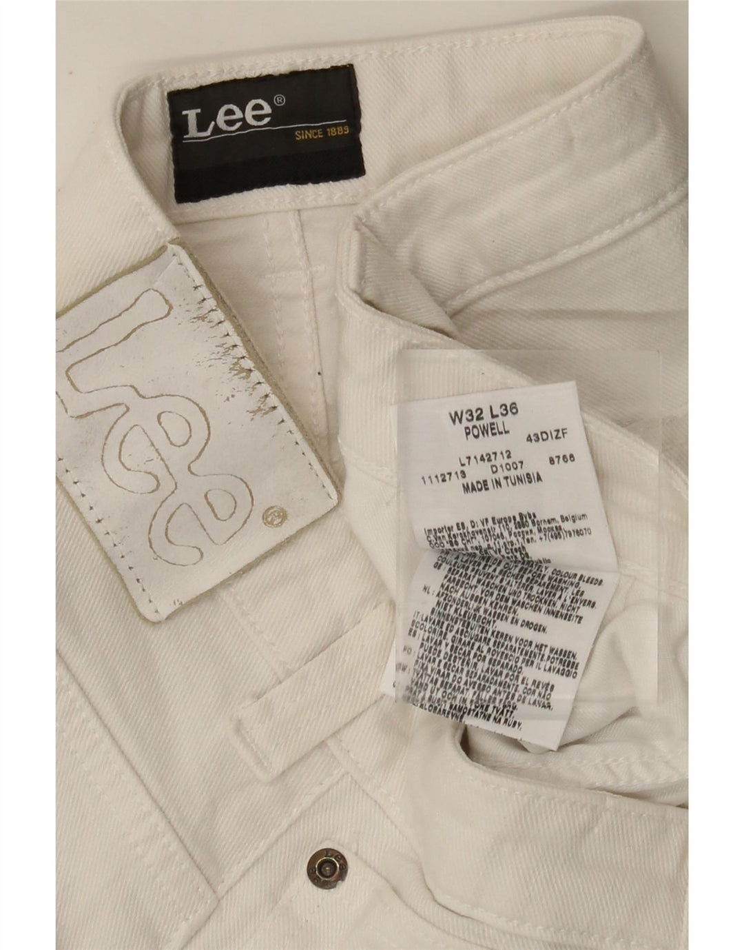 LEE Dame Powell Slim Jeans W32 L27 Hvid Bomuld