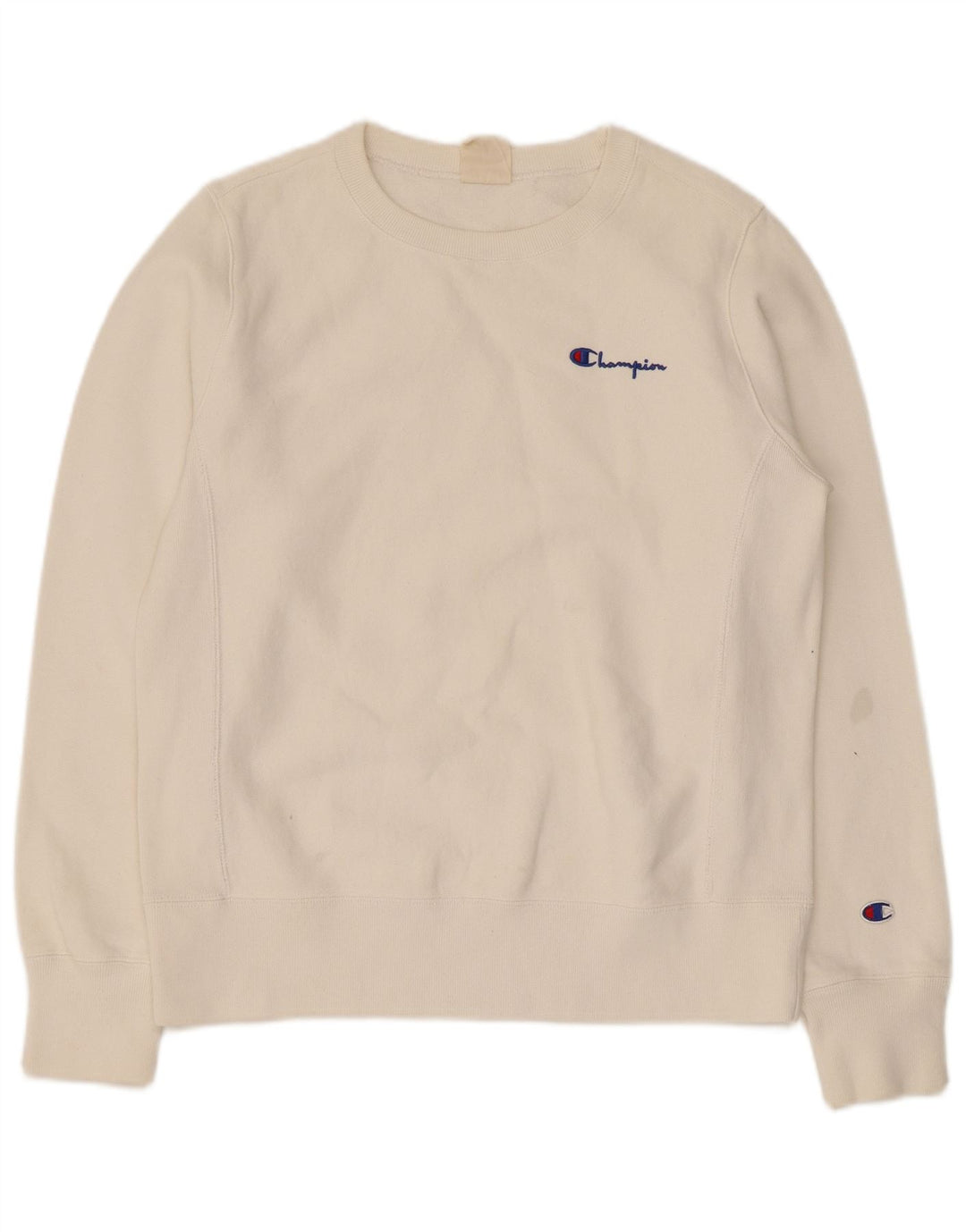 Champion Dame Sweatshirt Jumper UK 16 Stor Hvid Bomuld