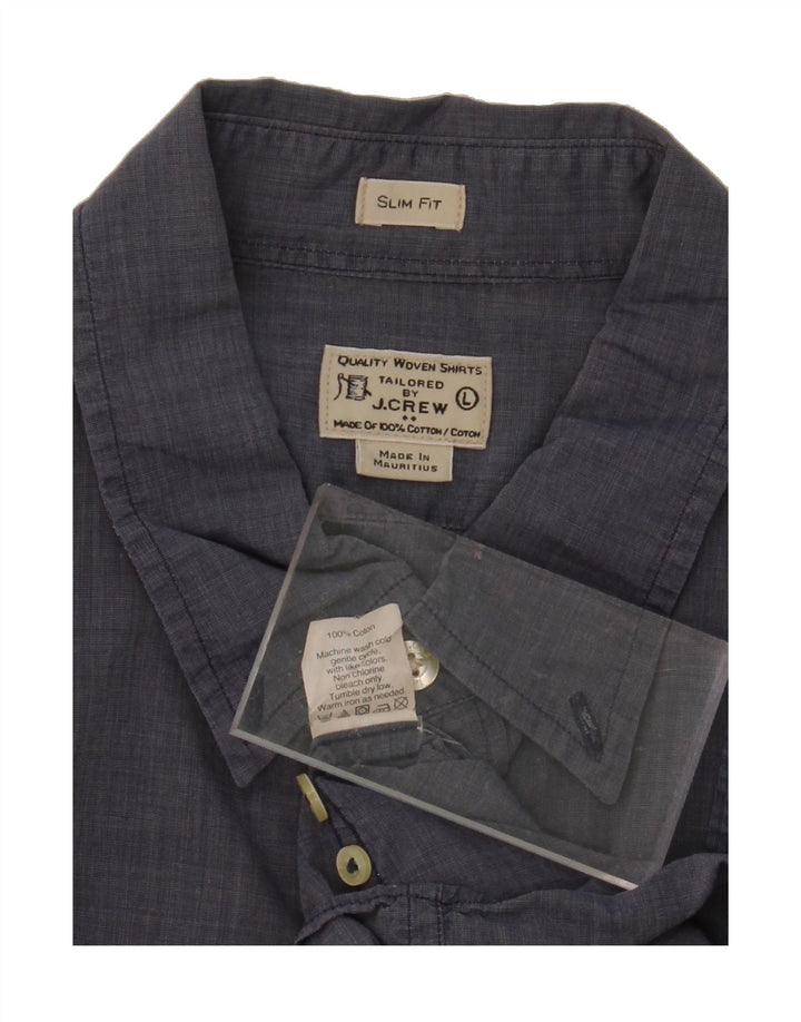 J. CREW Mens Tailored Slim Fit Shirt Large Navy Blue Cotton Vintage J. Crew and Second-Hand J. Crew from Messina Hembry 