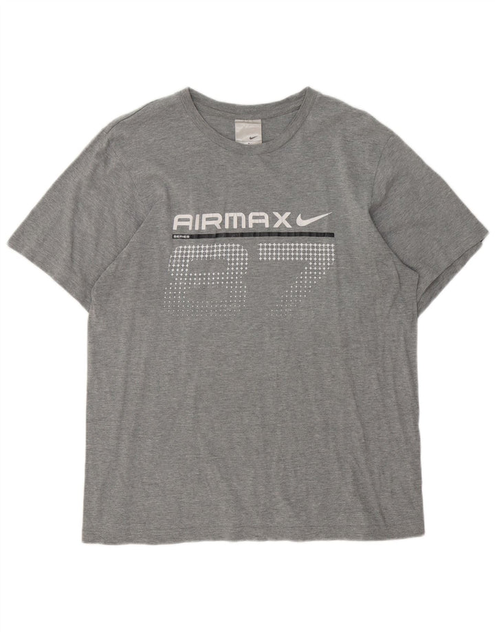 Nike Herre grafisk T-shirt Top UK 39/41 Medium Grey Bomuld
