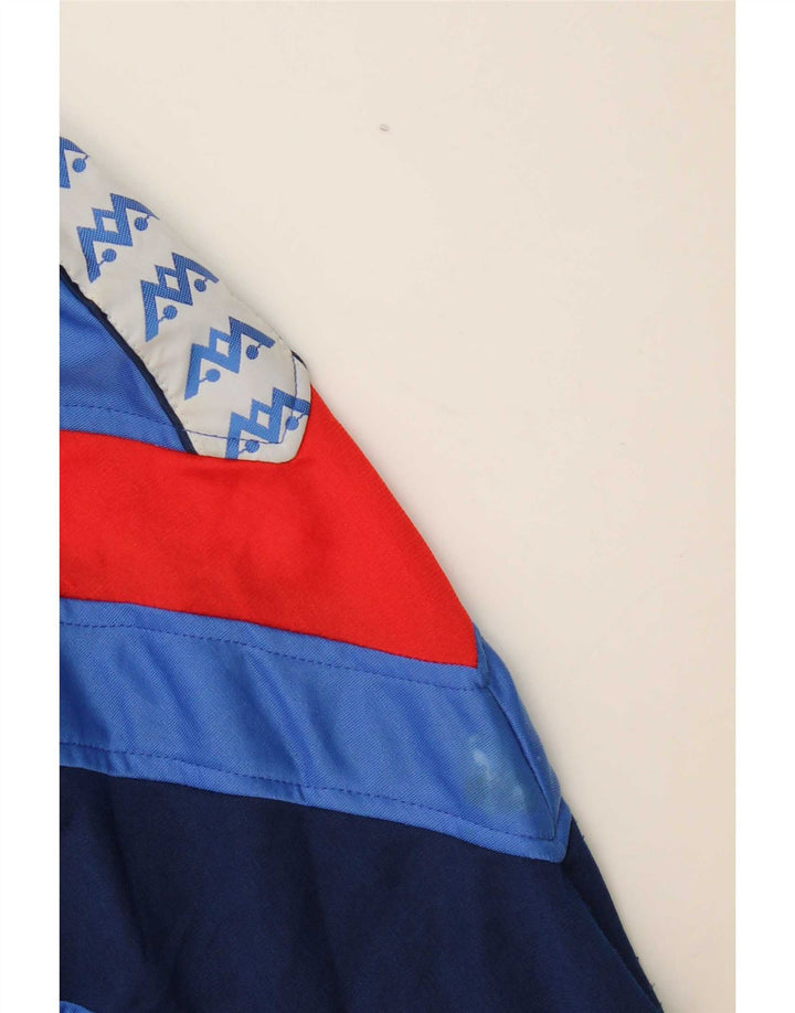 Vintage Herre grafisk træningsdragt Topjakke Medium Blue Colourblock Polyester