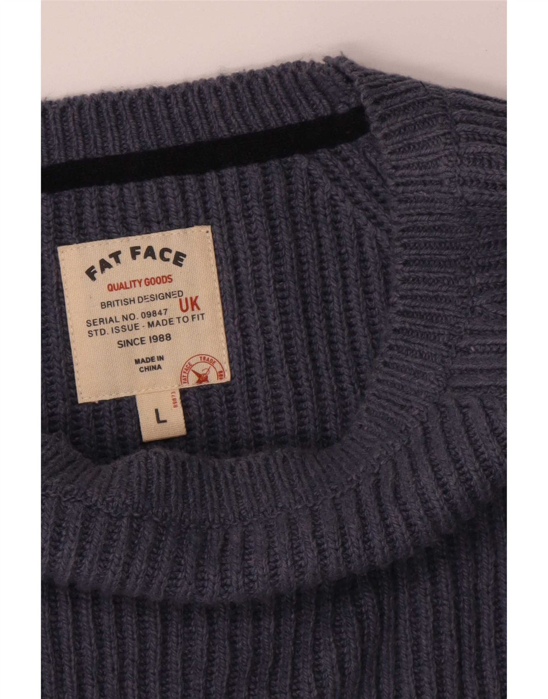 Fat Face Herre Boat Neck Jumper Sweater Stor Marineblå Bomuld