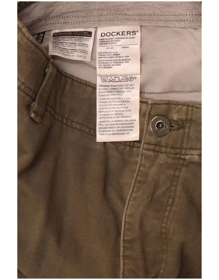 DOCKERS Slim Chino-bukser til mænd W34 L32 Khaki Bomuld