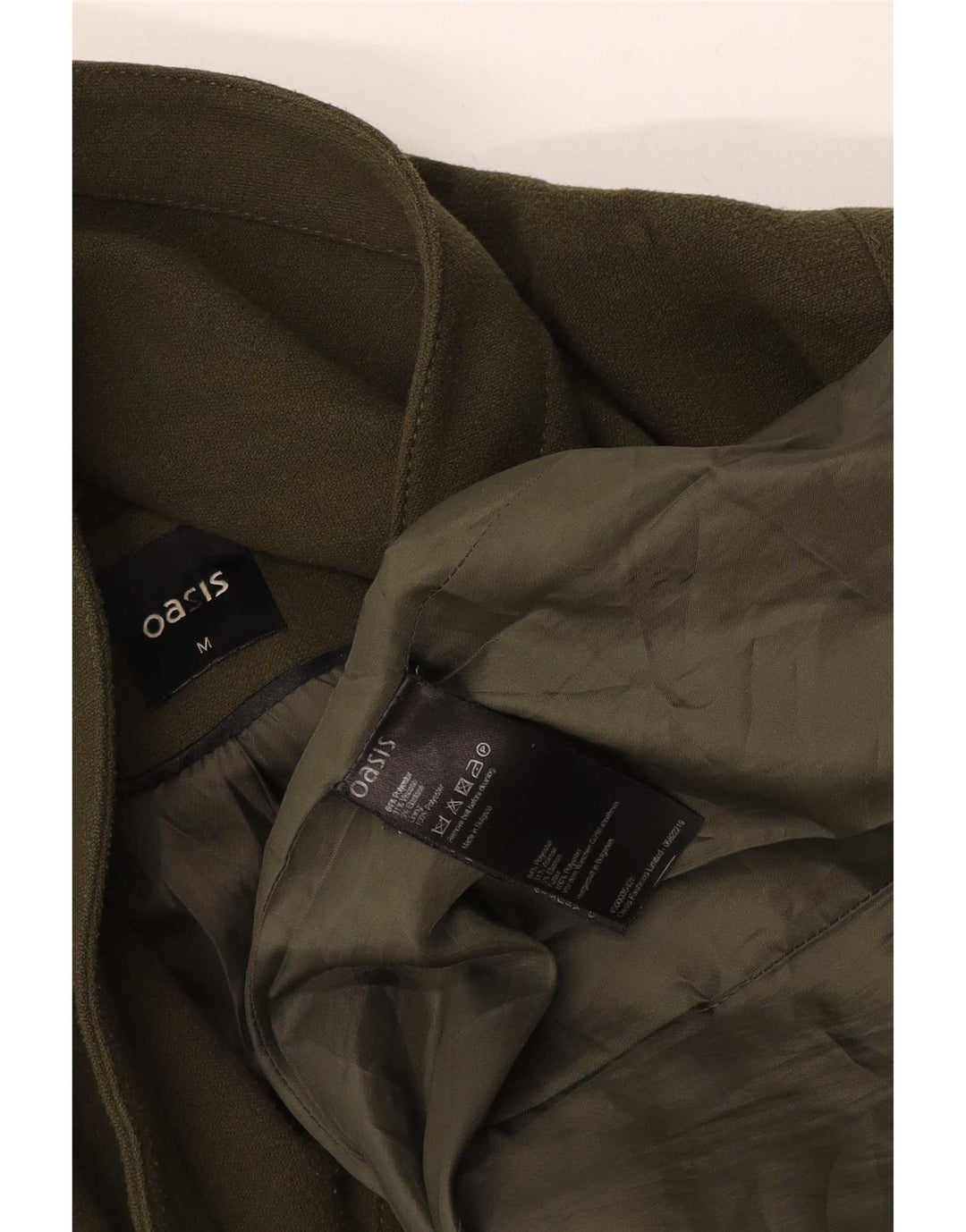 Oasis Dame Overfrakke UK 14 Medium Khaki Polyester