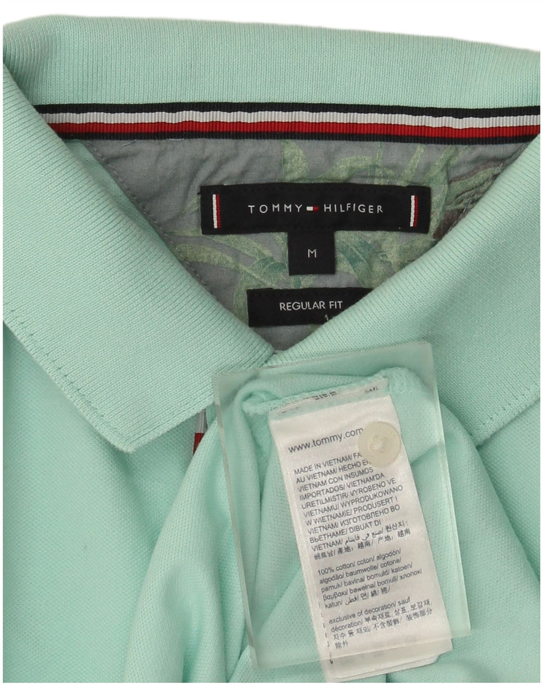 Tommy Hilfiger Herre Regular Fit Polo Shirt Medium Turkis Bomuld