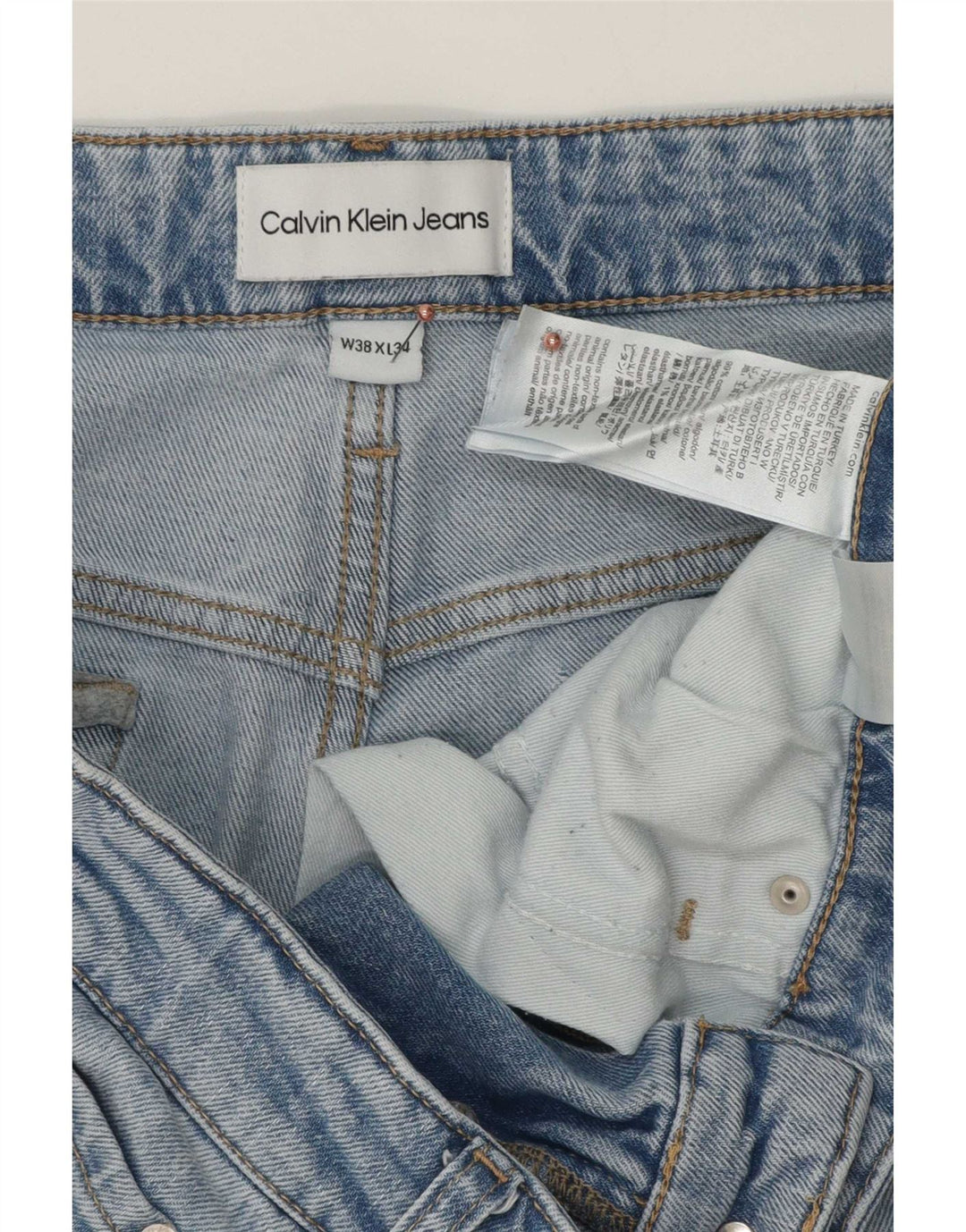 Calvin Klein Herre Slim Jeans W38 L32 Blå Bomuld