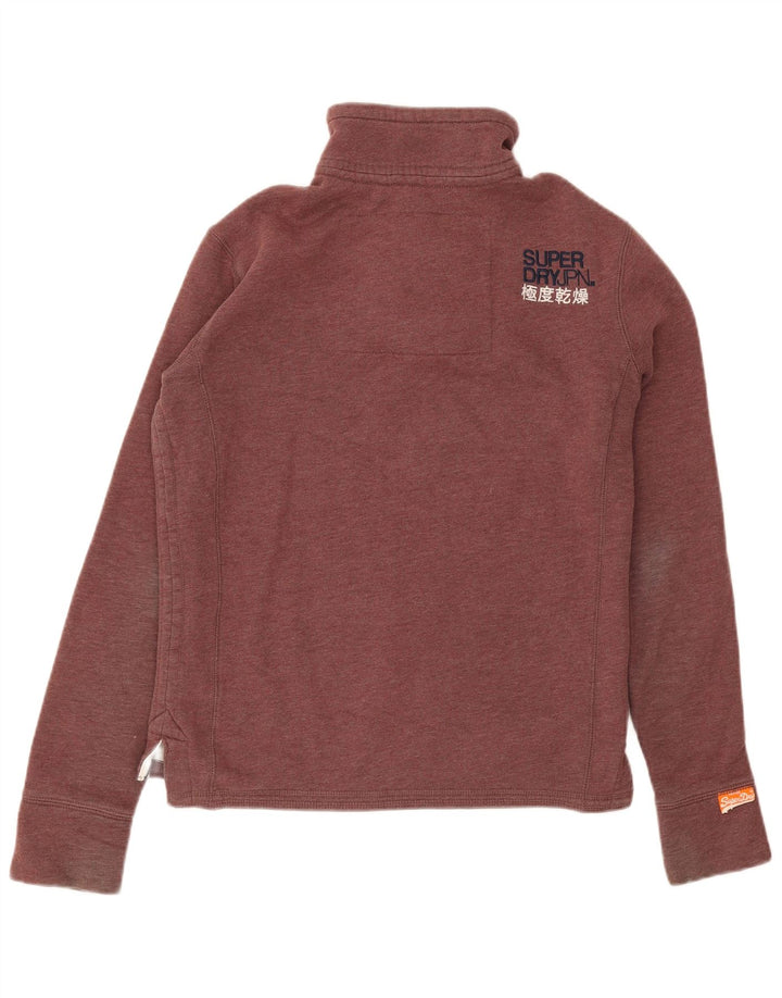 Superdry Herre Button Neck Sweatshirt Jumper Lille Bourgogne bomuld
