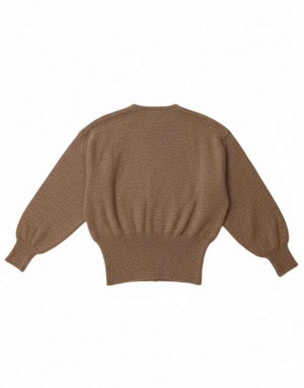 Vintage dame sweater med rund hals DK 14 medium brun uld