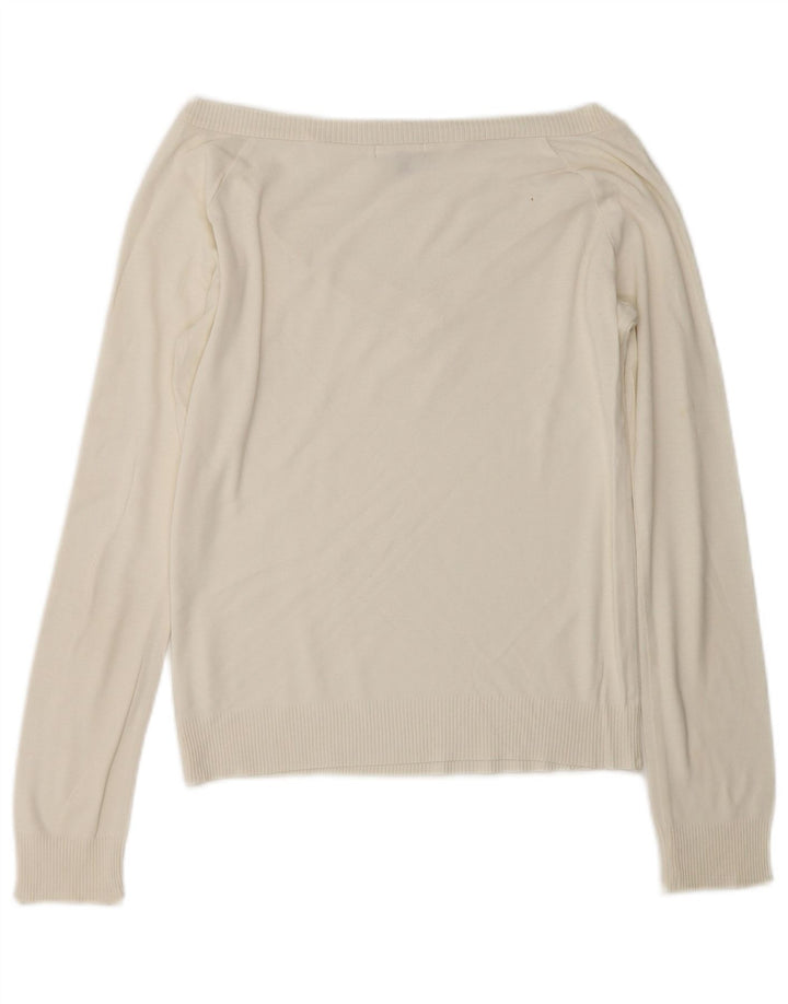Massimo Dutti Dame Crop V-hals sweater UK 12 Medium Off White