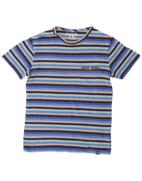 Joules herre T-shirt top lille blå stribet bomuld