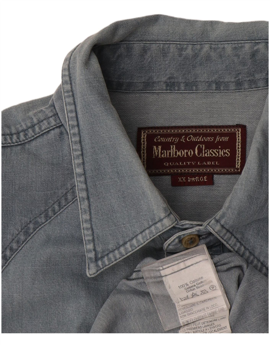 Marlboro Classics Denimskjorte til mænd 2XL Blå Bomuld