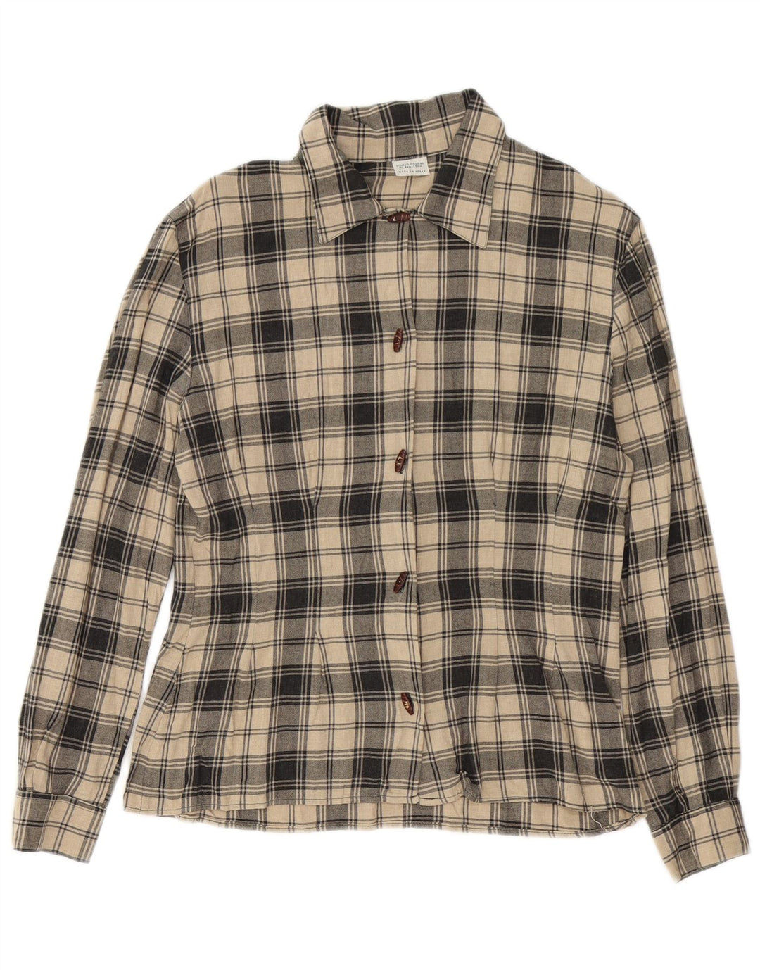 Benetton Dameskjorte IT 44 Medium Beige Plaid Viscose