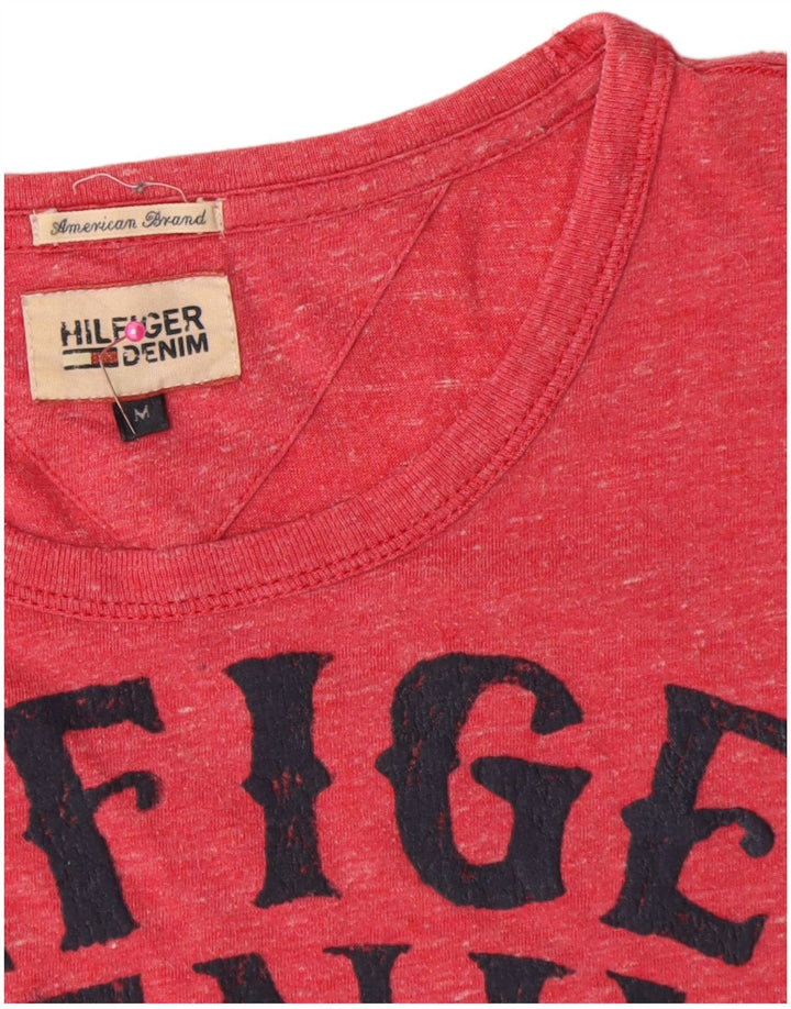 Tommy Hilfiger Herre grafisk T-shirt Top Medium Rød Flecked Bomuld
