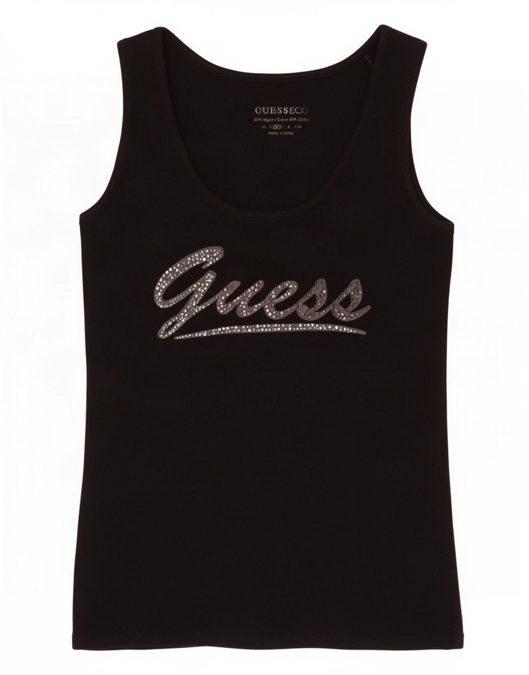 Guess Kvinders Grafisk Vest Top UK 12 Medium Sort Bomuld